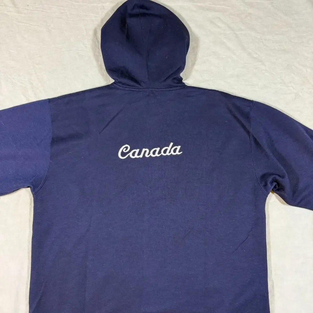 Canada Athletic Hoodie Navy Pullover Maple Leaf Vintage Y2K